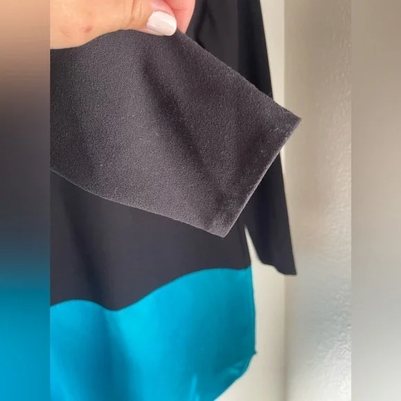 Cynthia rowley combo crew neck tunic dress black/ teal - Picture 3 of 9